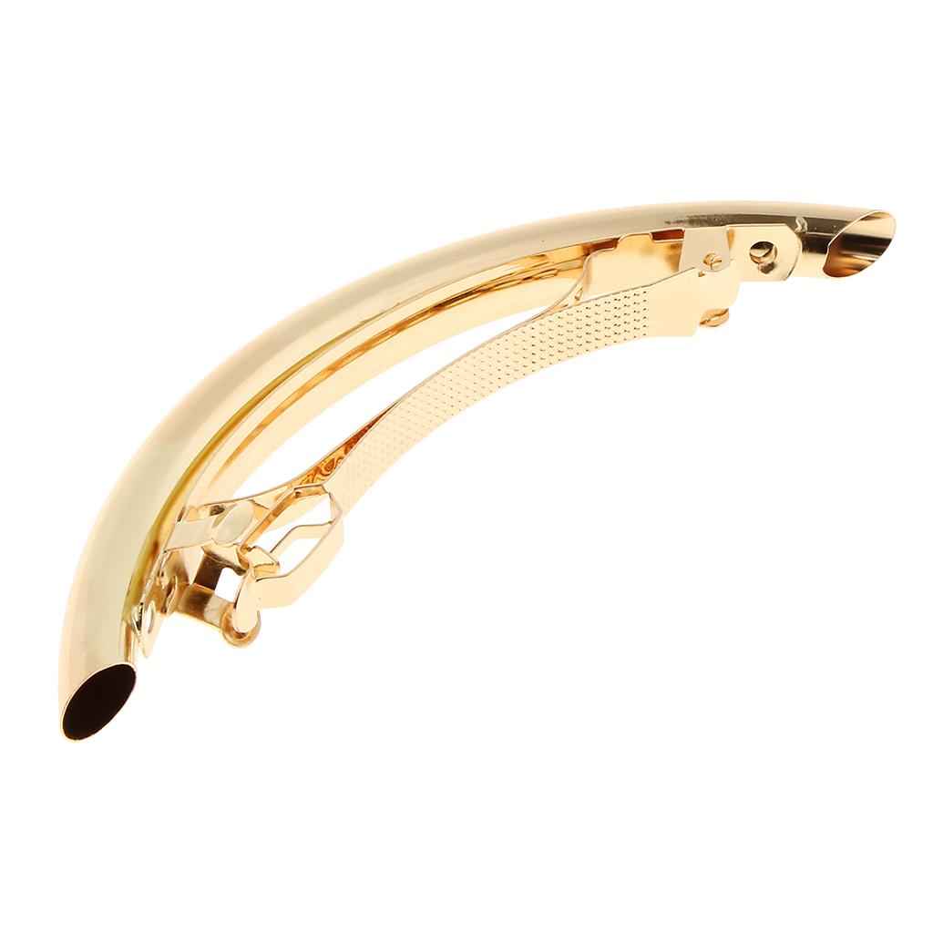 Automatic Tube French Barrette Large Hair Clip Pin Ponytail Holder Gold