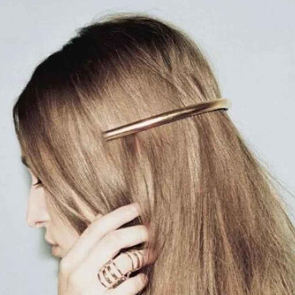 Automatic Tube French Barrette Large Hair Clip Pin Ponytail Holder Gold