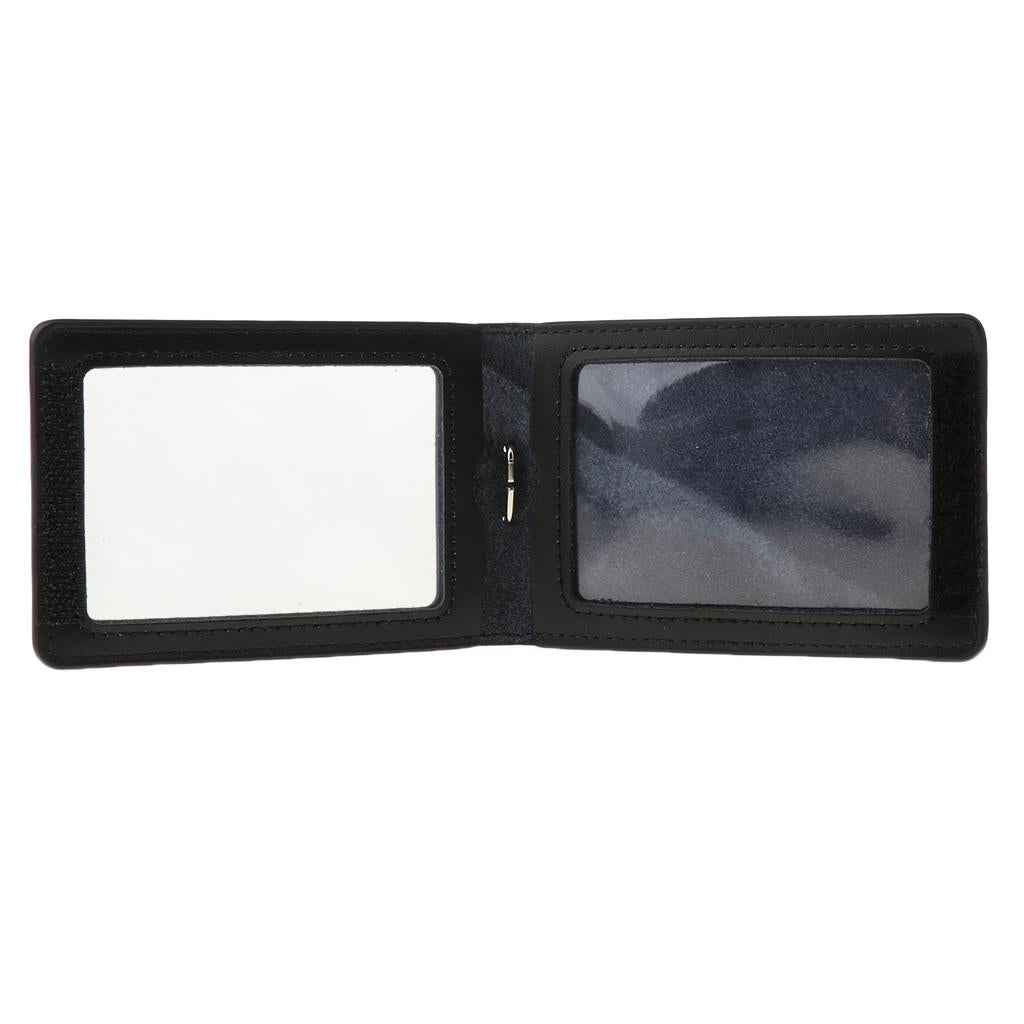 PU Leather Double Cards Vertical Style ID Business Badge Holders Black