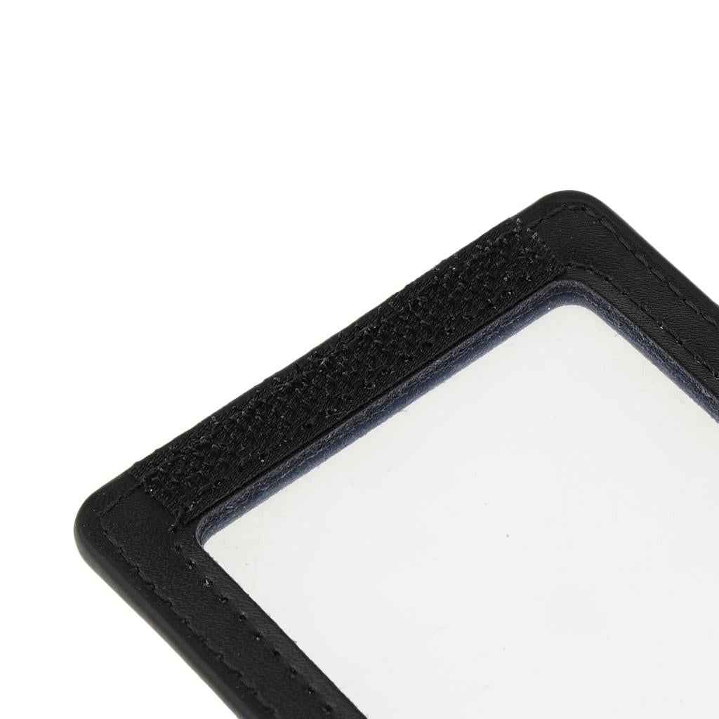 PU Leather Double Cards Vertical Style ID Business Badge Holders Black