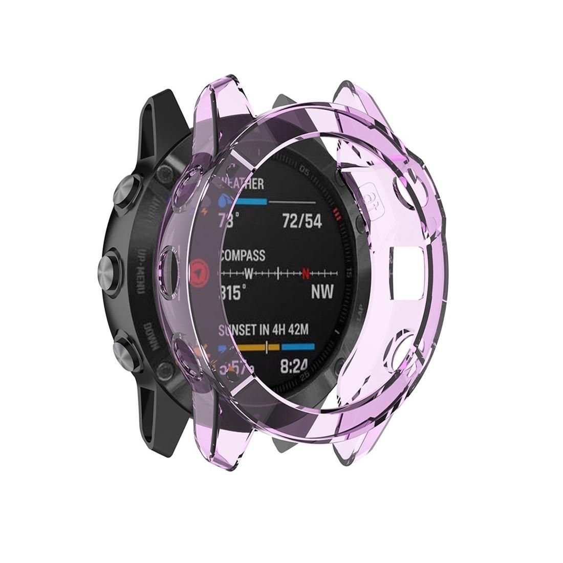 For Garmin Fenix 6 TPU Half Coverage Smart Watch Protevtice Case (Purple)