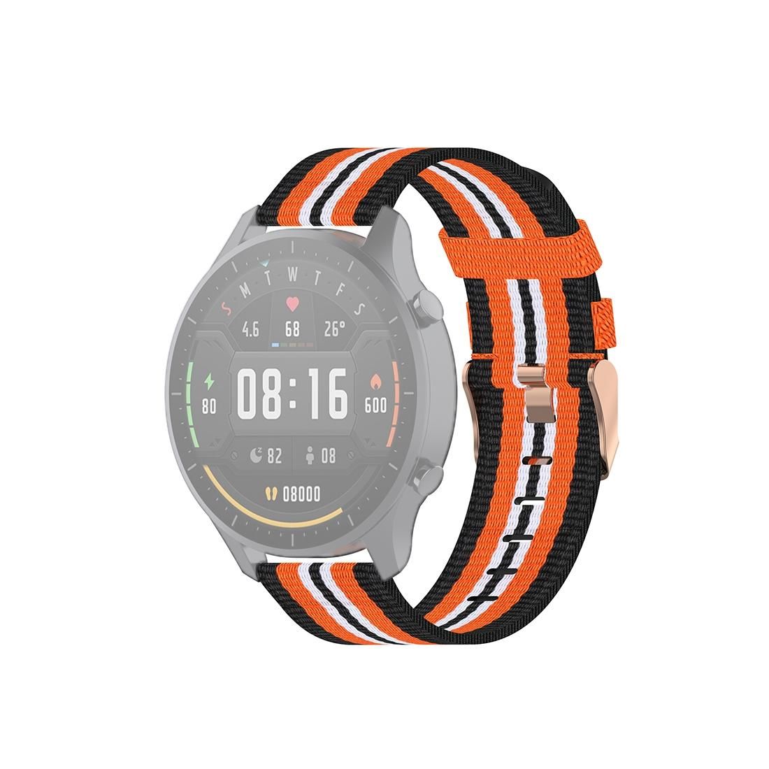 For Xiaomi Watch Color 22mm Nylon Denim Wrist Strap Watchband (Black and Orange)