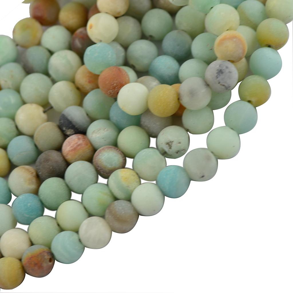 2 Strands Of Matte Frosted Gemstone Round Loose Beads 6mm 8mm 15.5 Inch