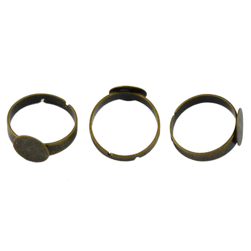 Pack of 10 Ring Bases Blank Rings Jewelry Making Components Findings w/ Pad