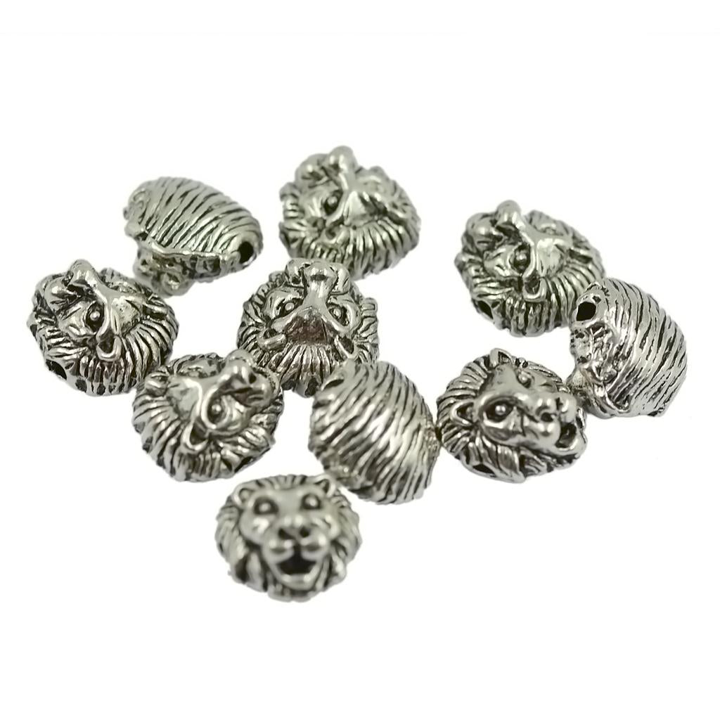 20pcs Antique Metal 3D Lion Head DIY Jewelry Making Charms Necklace Beads
