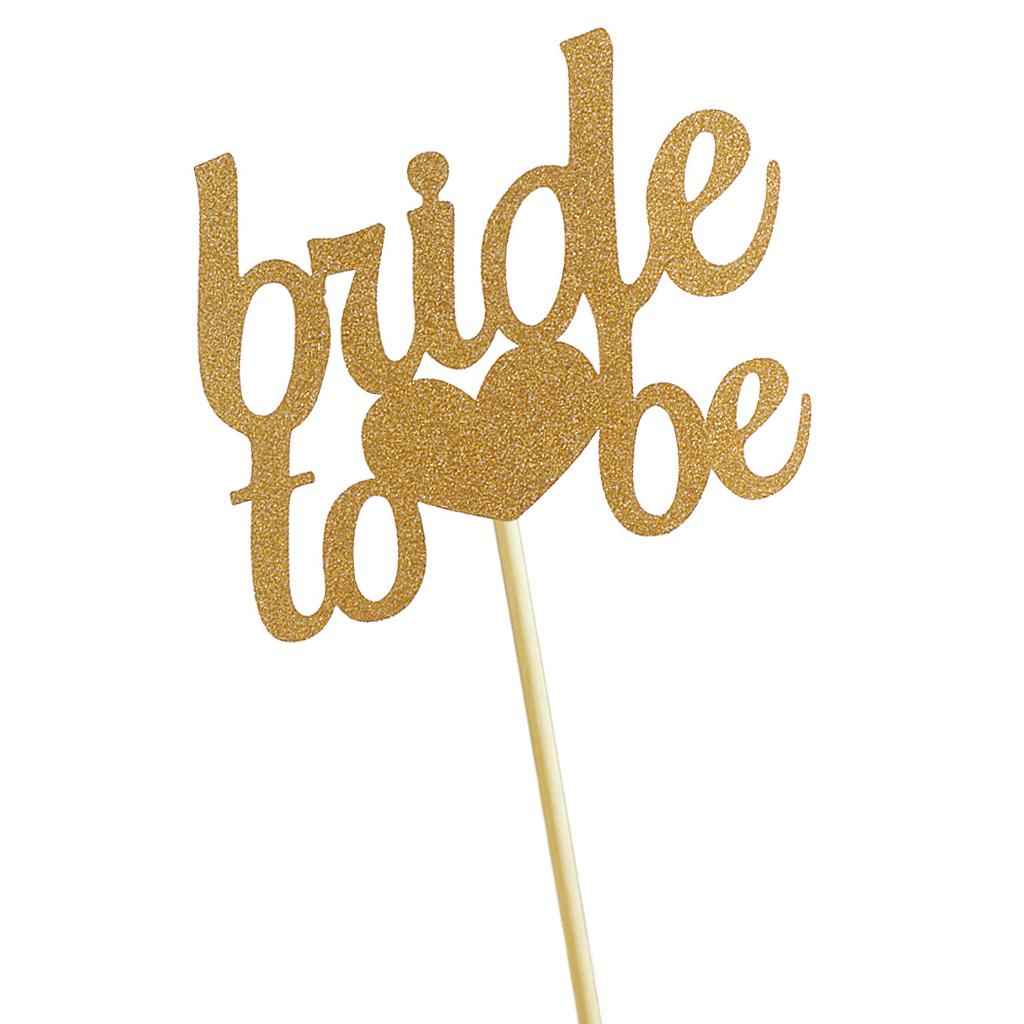 1pcs Bride To Be Gold Glitter Wedding Shower Bachelorette Fancy Cupcake Cake Picks Romantic Decorations