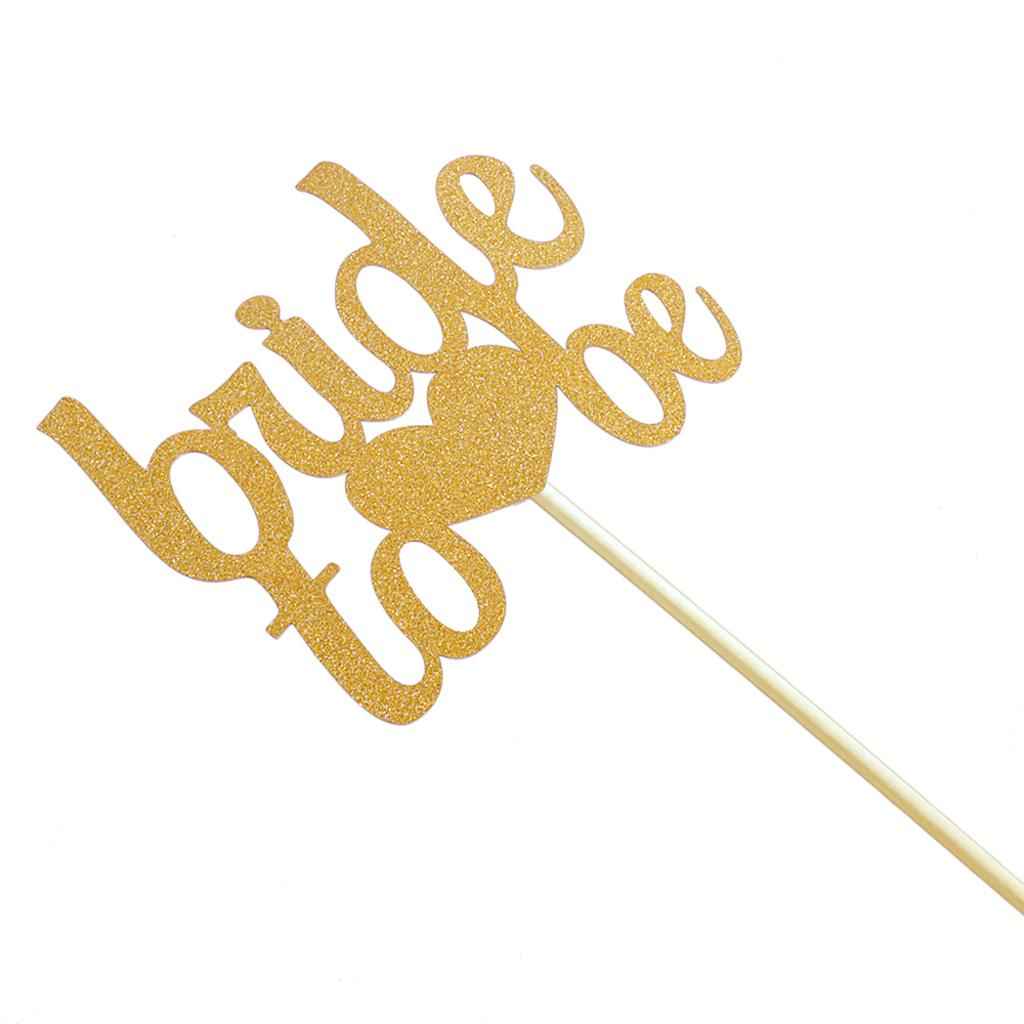 1pcs Bride To Be Gold Glitter Wedding Shower Bachelorette Fancy Cupcake Cake Picks Romantic Decorations