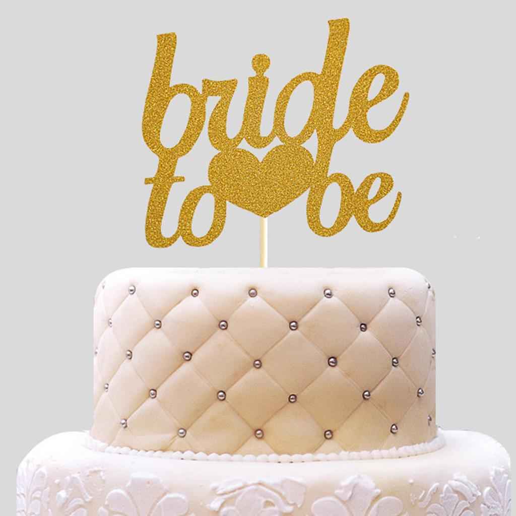 1pcs Bride To Be Gold Glitter Wedding Shower Bachelorette Fancy Cupcake Cake Picks Romantic Decorations