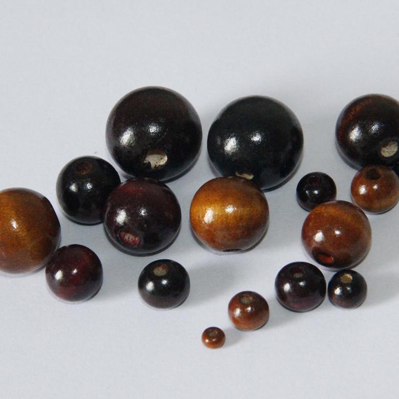 4x50Pcs Round Wooden Beads DIY Jewelry Necklace Craft Making 14mm Dark Coffee