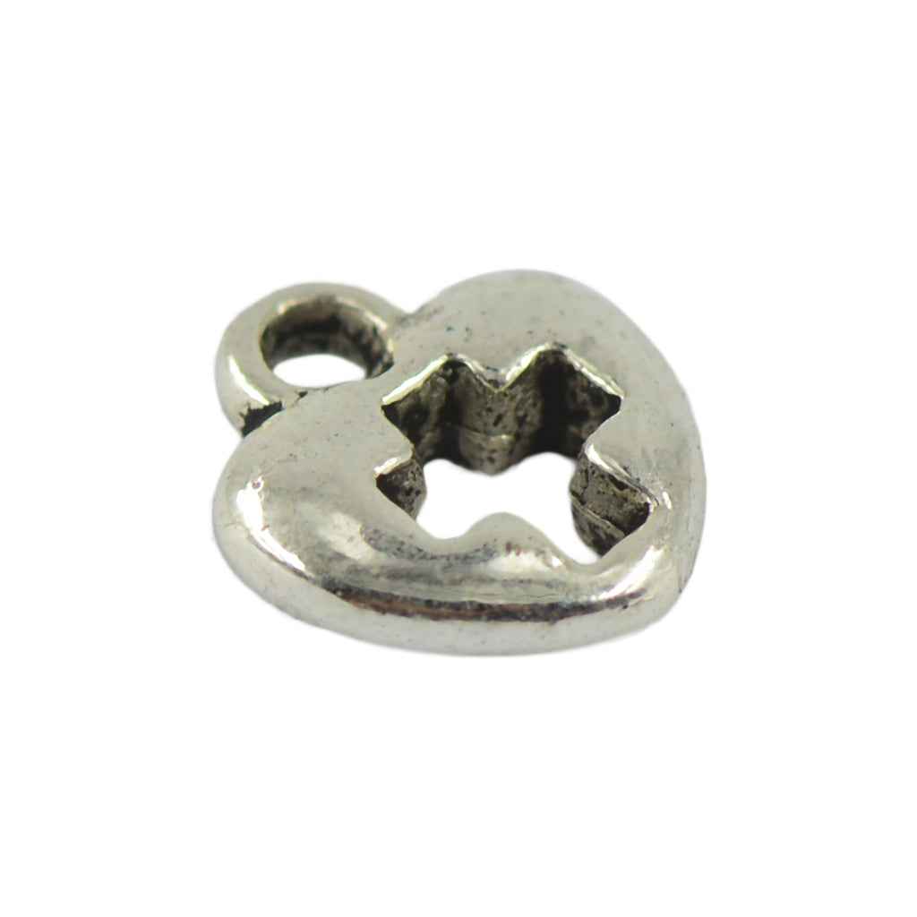 50 Heart Cross Charms Pendants for Necklace Jewelry Making Tibetan Silver