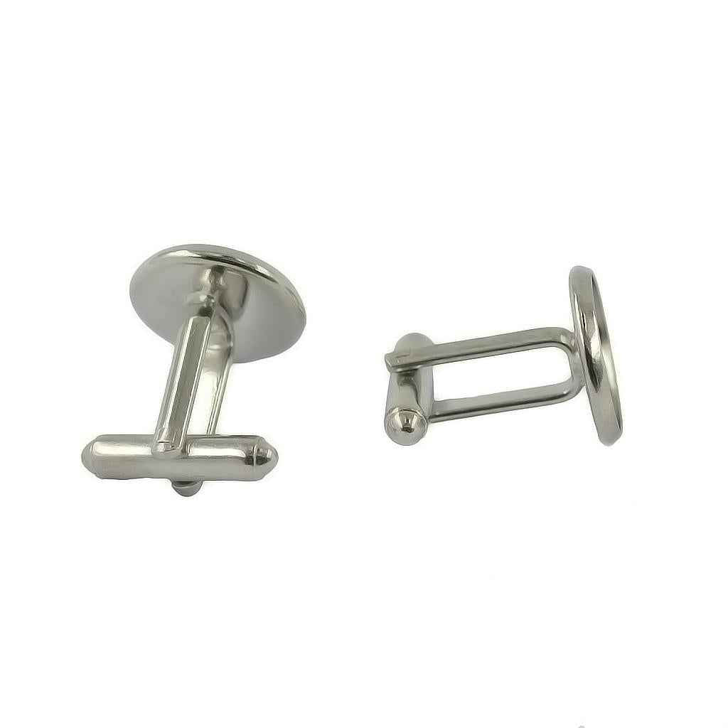 Round Blank Bezel Setting Base Cuff Links DIY Formal Wedding Cufflink Silver