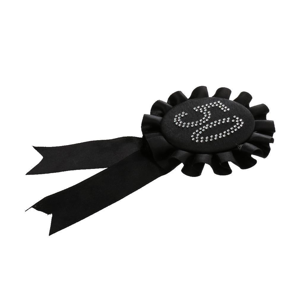 2 Pieces Glitter 50 Award Ribbon Rosette Badge Brooch Birthday Party Favour
