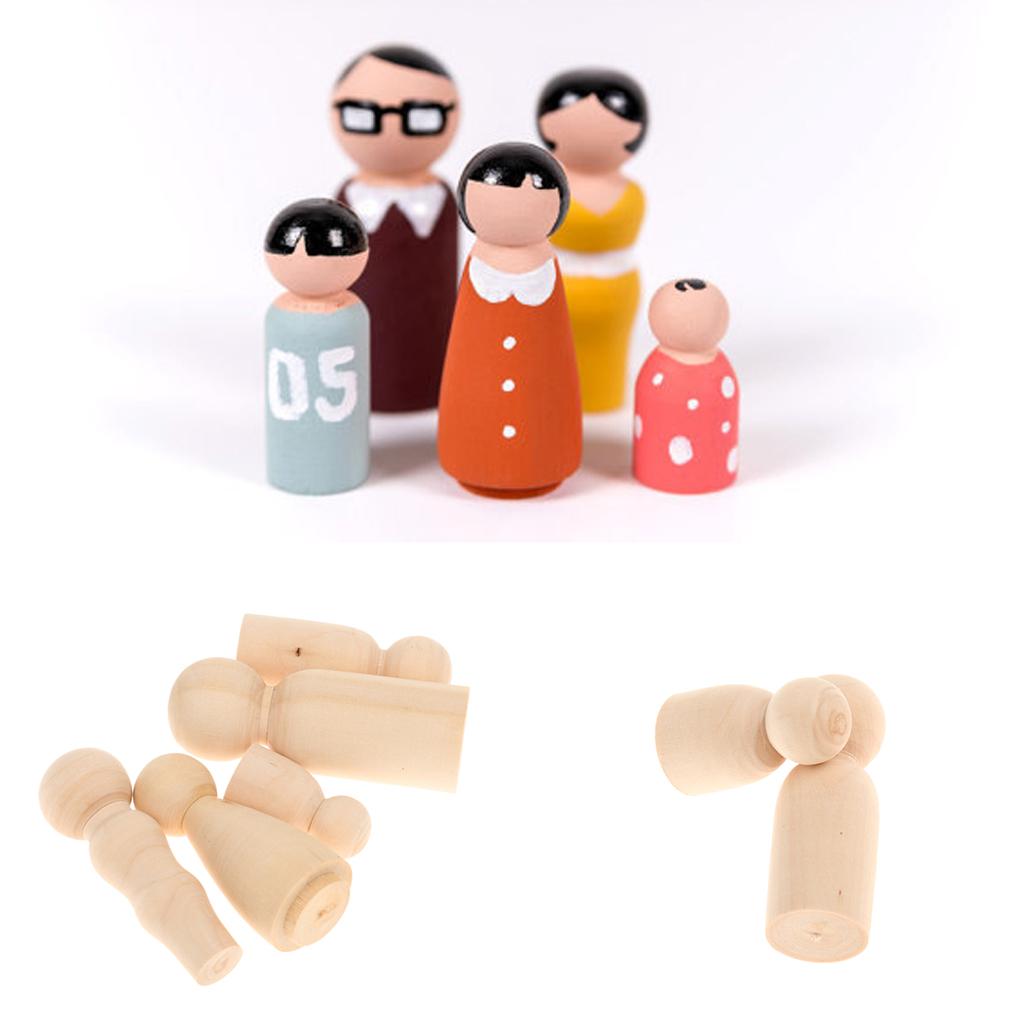 40Pcs Wooden Peg Dolls Little Family People Peg Doll DIY Craft Kids Toy Gift
