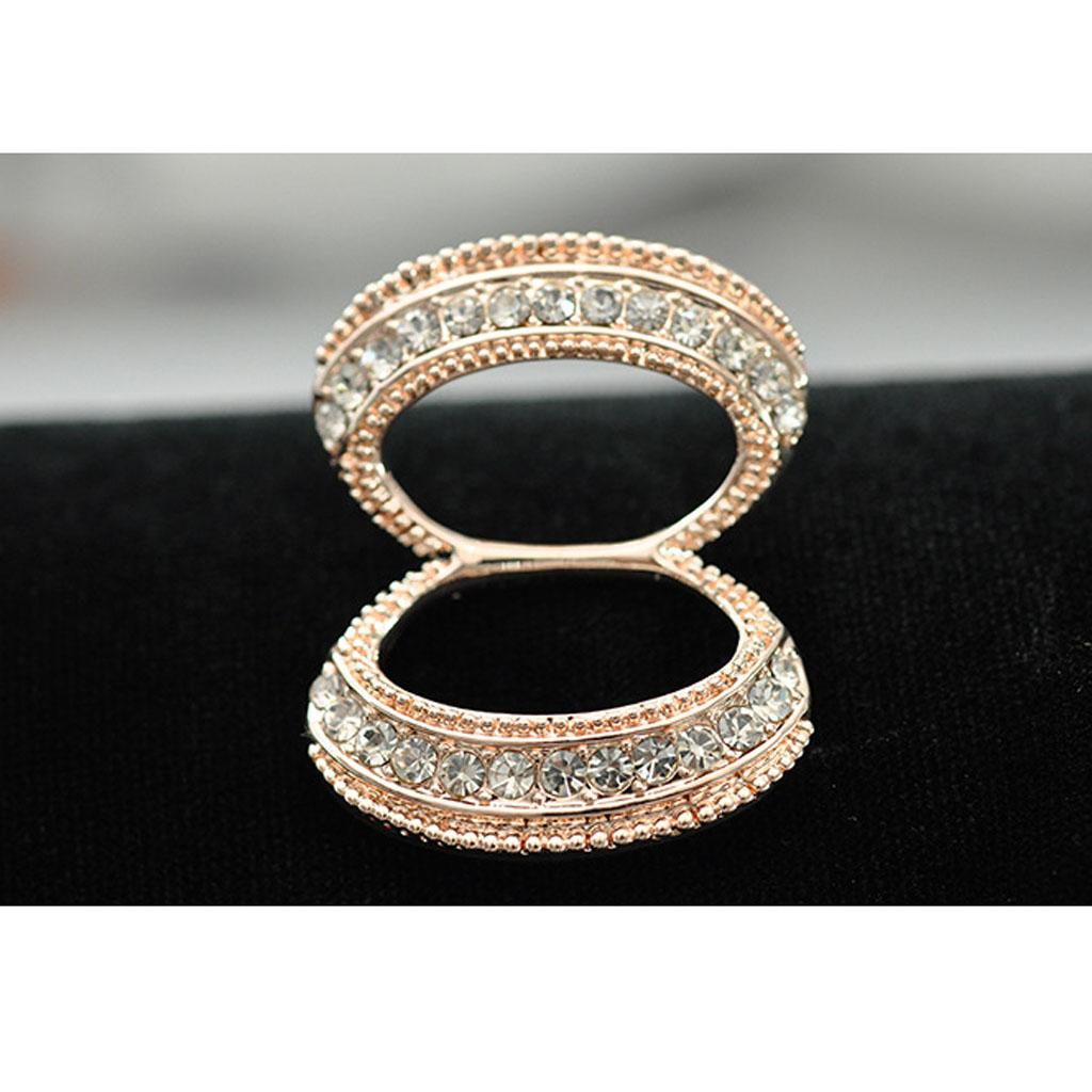 2pcs Crystal Oval Scarf Ring Elegant Simple Design Metal Scarf Jewelry Gift