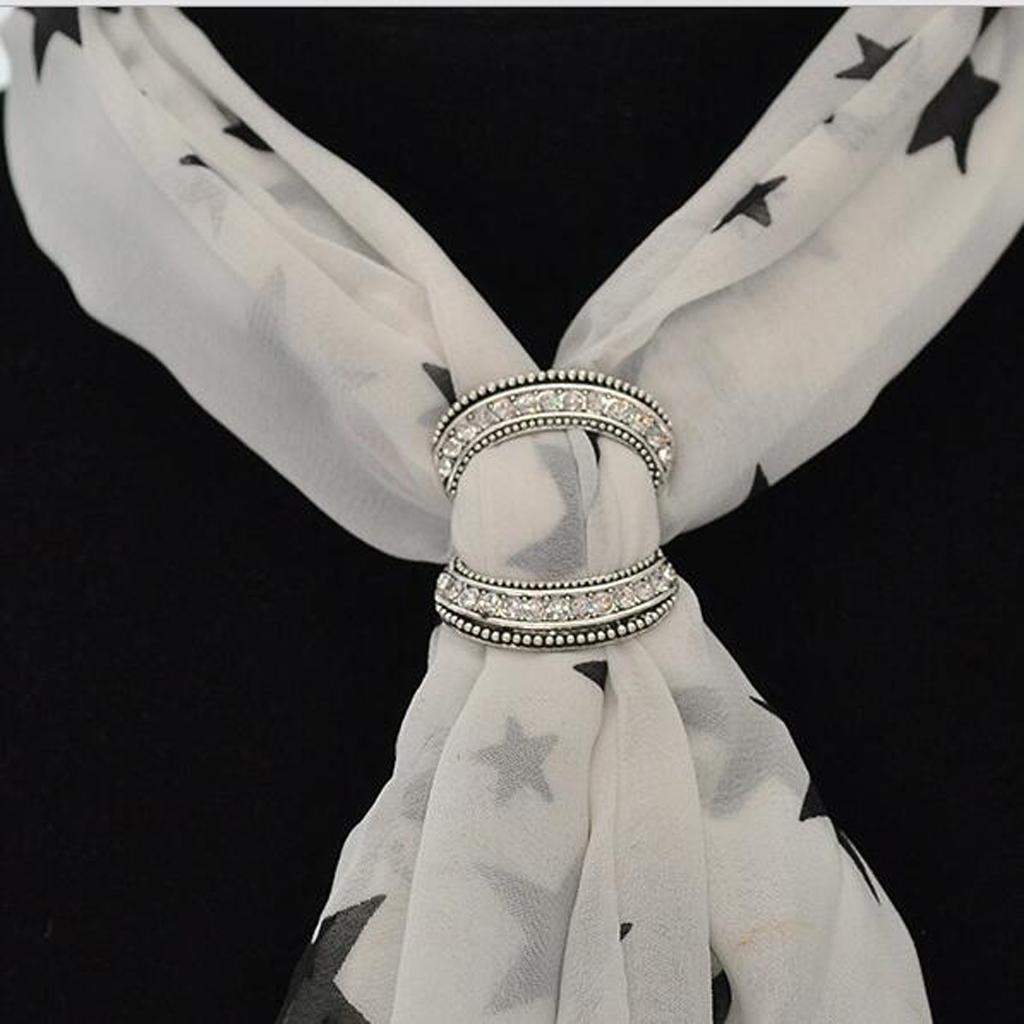 2pcs Crystal Oval Scarf Ring Elegant Simple Design Metal Scarf Jewelry Gift