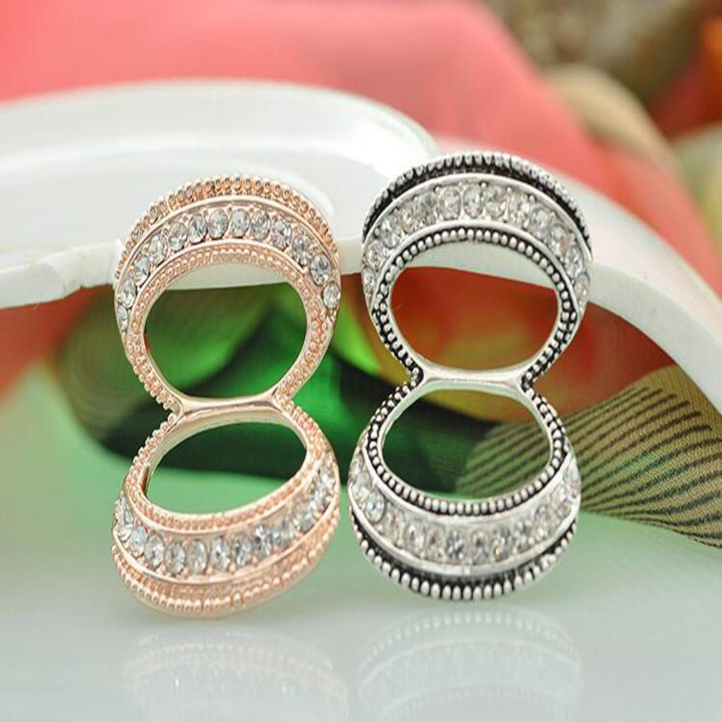 2pcs Crystal Oval Scarf Ring Elegant Simple Design Metal Scarf Jewelry Gift