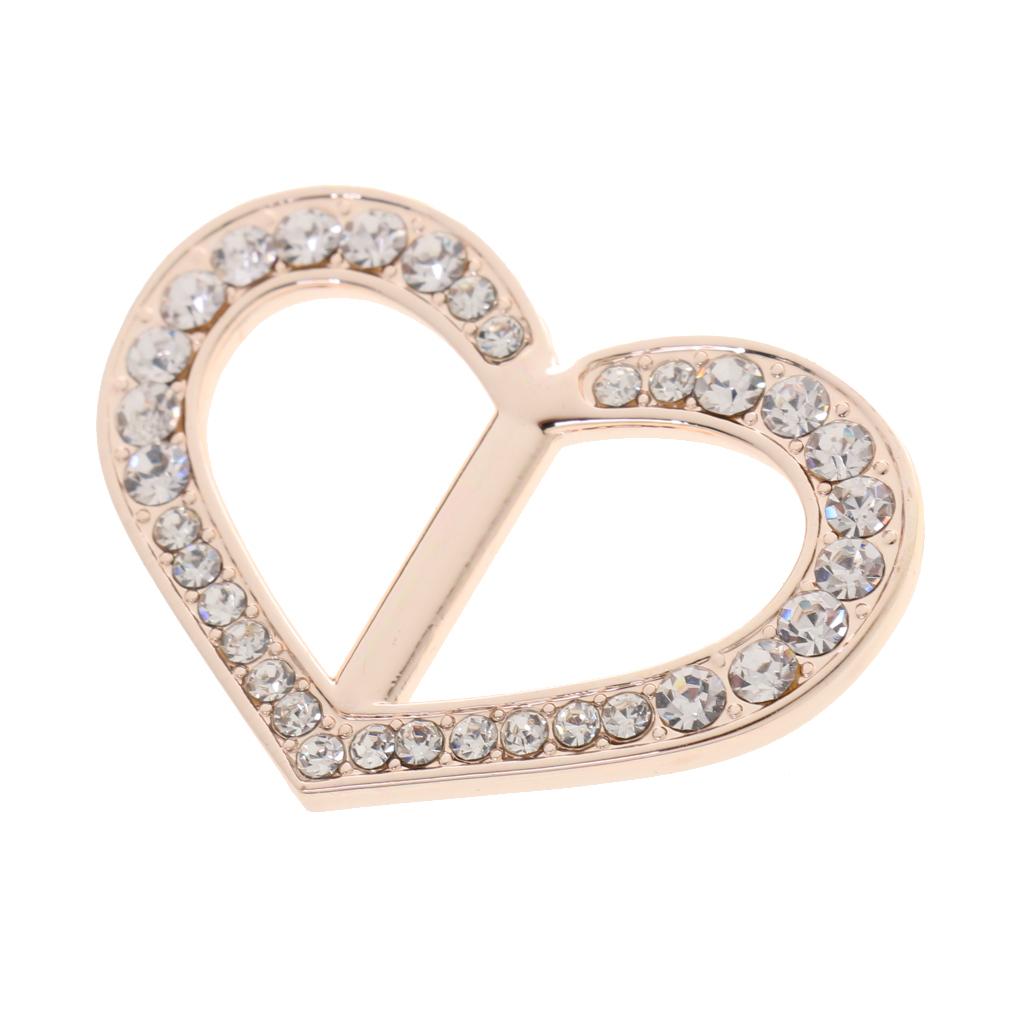 2pcs Alloy Metal Heart Scarf Buckle Clip Holder Rhinestone Brooch for Women