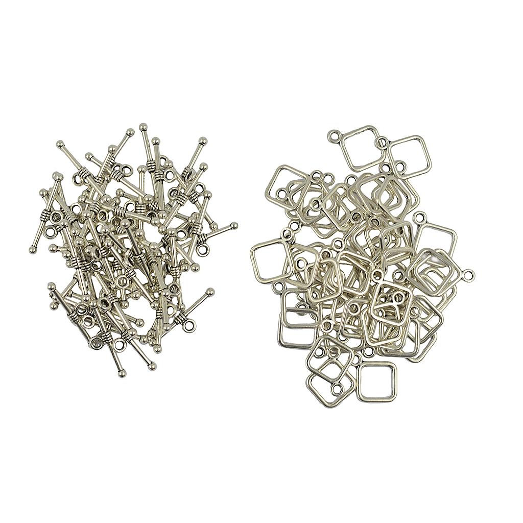 2x50 sets Round Ring Bar Toggle Clasp Ball Bead Connector DIY Making Crafts