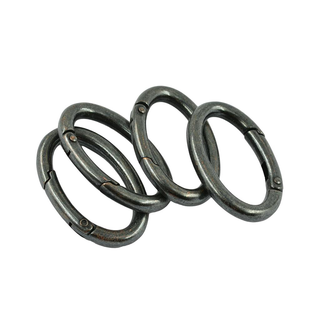 3x4pcs Vintage Copper Alloy Oval Spring Snap Hooks Clip For Handbag Strap