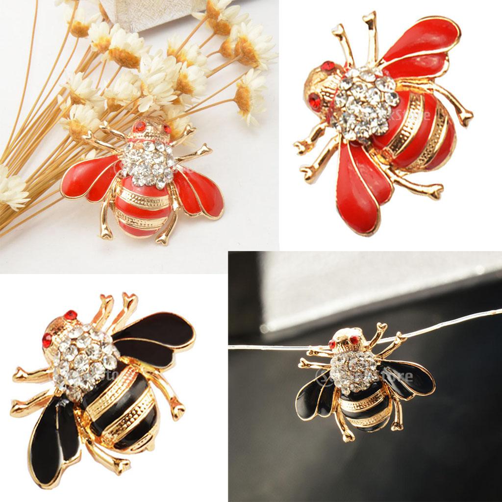 4 Pieces Crystal Rhinestone Insect Honeybee Brooch Collar Lapel Pin