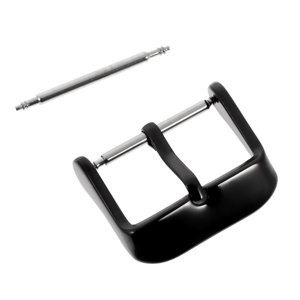 10 Pieces Steel Polishing Buckle Clasp Pin for Watch Strap Band 22mm Black