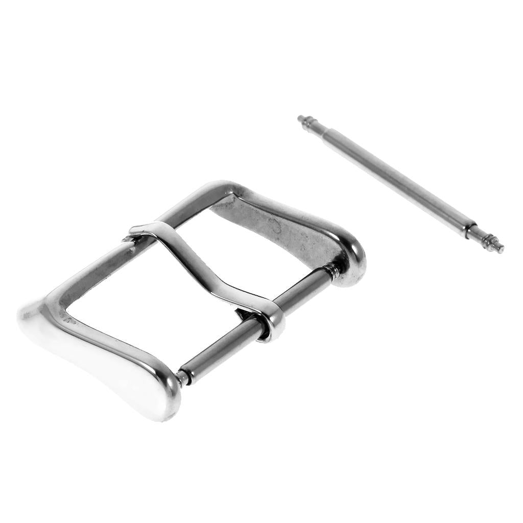 10 Pieces Steel Polishing Buckle Clasp Pin for Watch Strap Band 20mm Silver