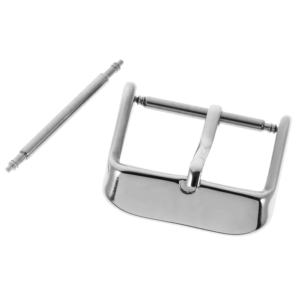 10 Pieces Steel Polishing Buckle Clasp Pin for Watch Strap Band 20mm Silver