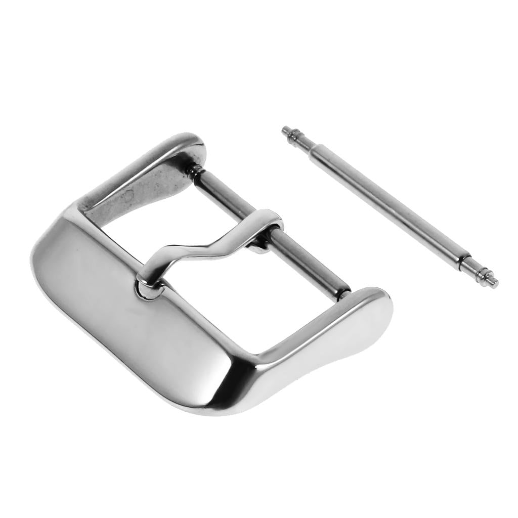 10 Pieces Steel Polishing Buckle Clasp Pin for Watch Strap Band 22mm Silver