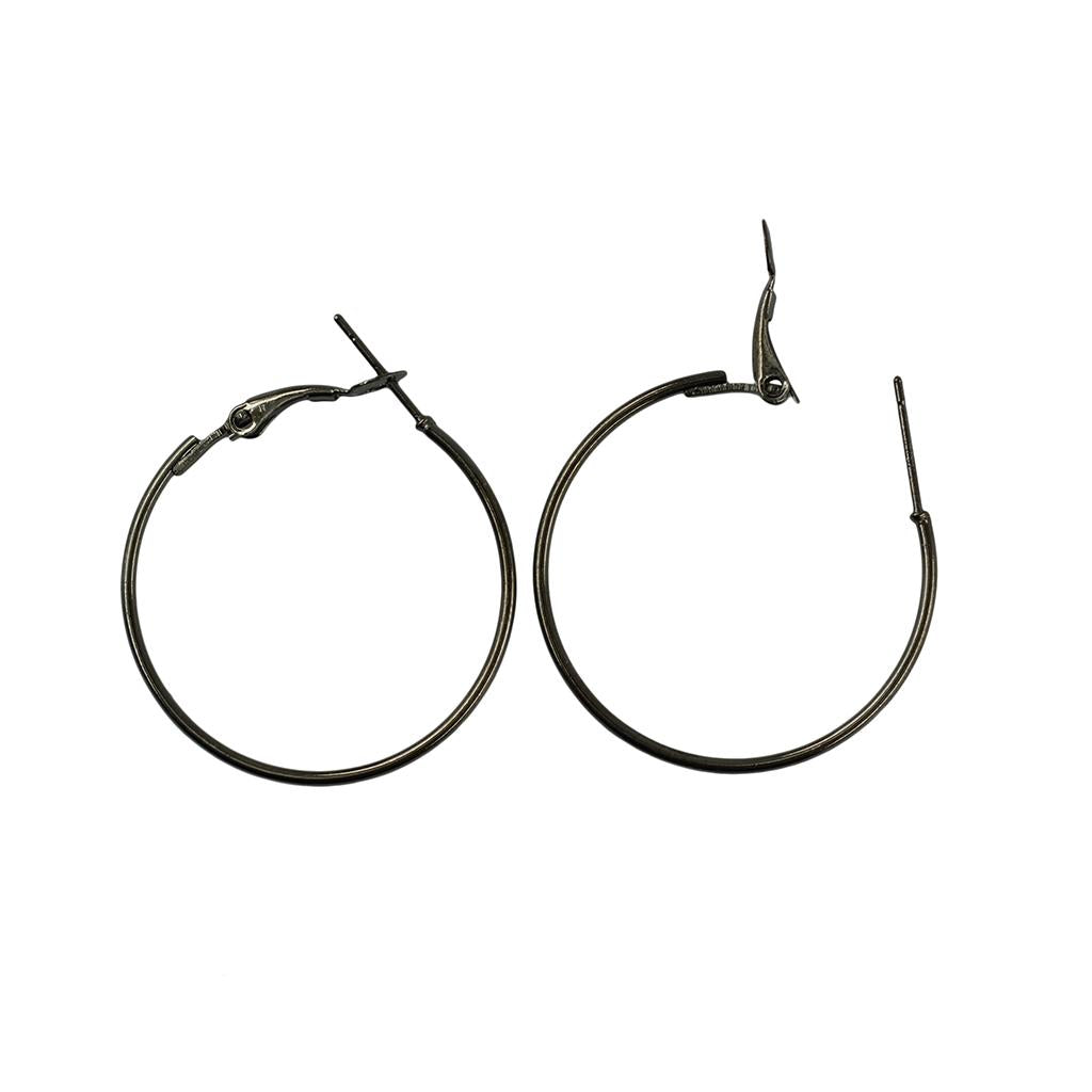 2x20pcs 50mm Round Beading Hoop Loop Leverback Earring Findings Metallic Black