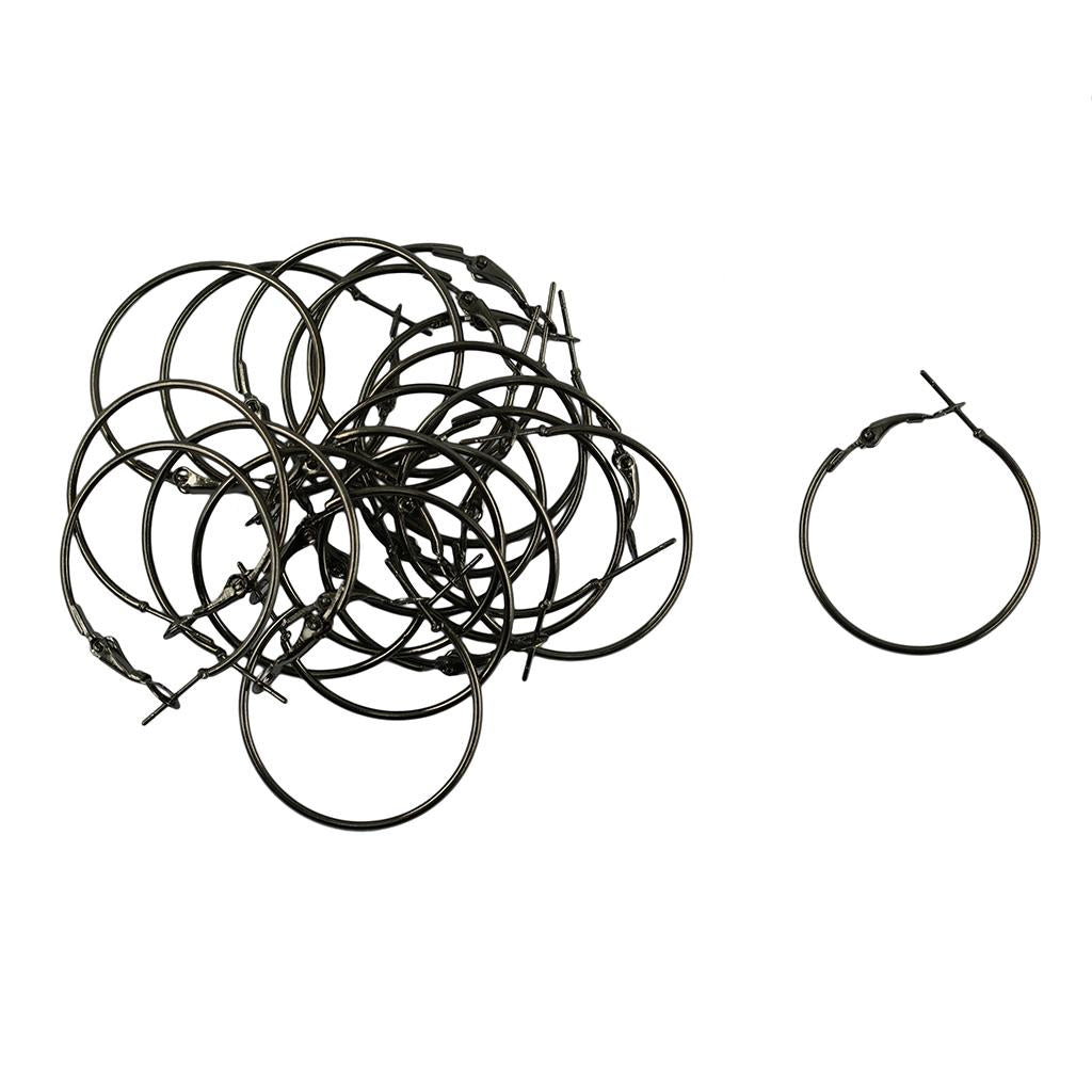 4x20pcs 50mm Round Beading Hoop Loop Leverback Earring Findings Metallic Black