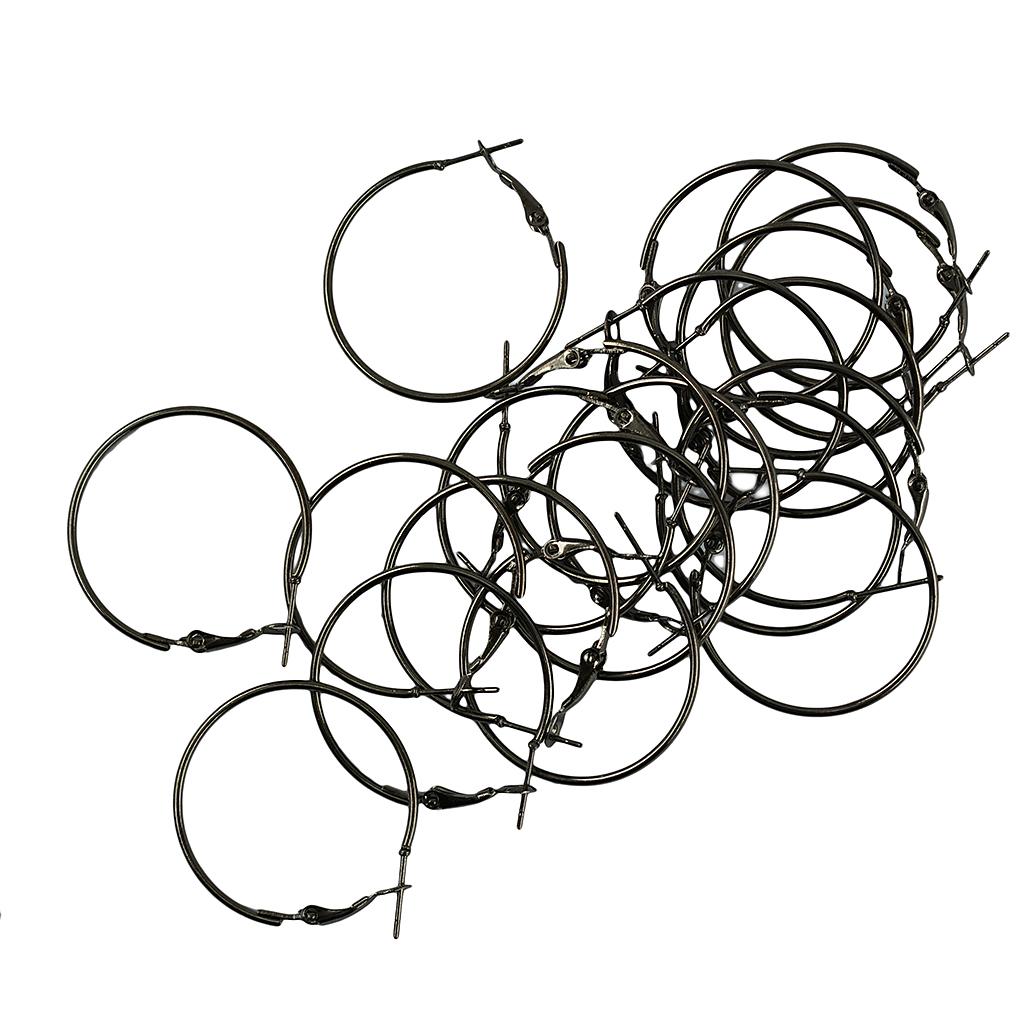2x20pcs 50mm Round Beading Hoop Loop Leverback Earring Findings Metallic Black