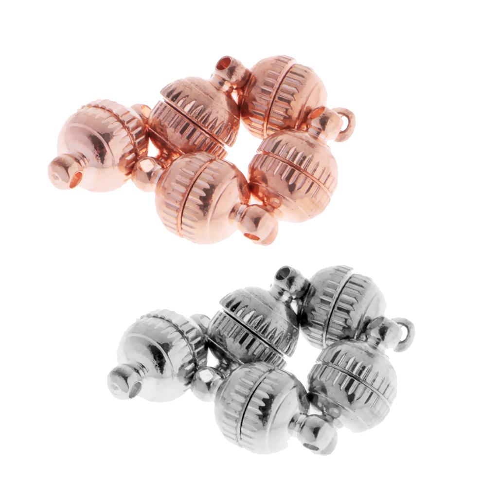 10 Sets 8mm Round Ball Brass Magnetic Clasps Hook Jewelry Making Finding