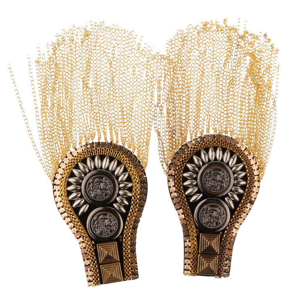 2 Pairs Men's Tassel Epaulette Shoulder Board Mark Costume Brooch Badges