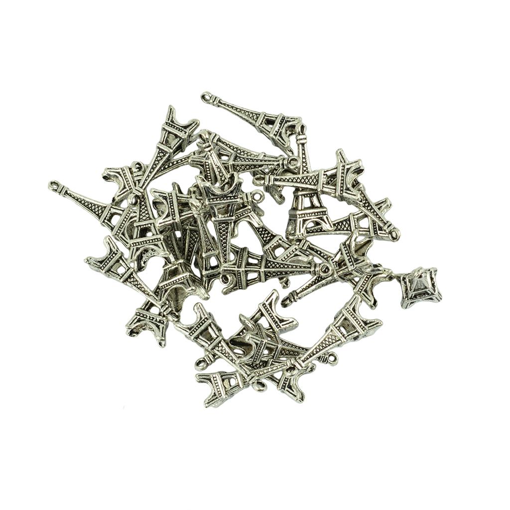 2x30 Pieces Tibetan Silver 3D Eiffel Tower Dangle Charms Jewelry DIY Makings