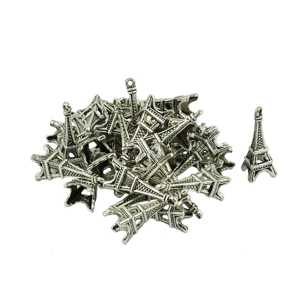 4x30 Pieces Tibetan Silver 3D Eiffel Tower Dangle Charms Jewelry DIY Makings