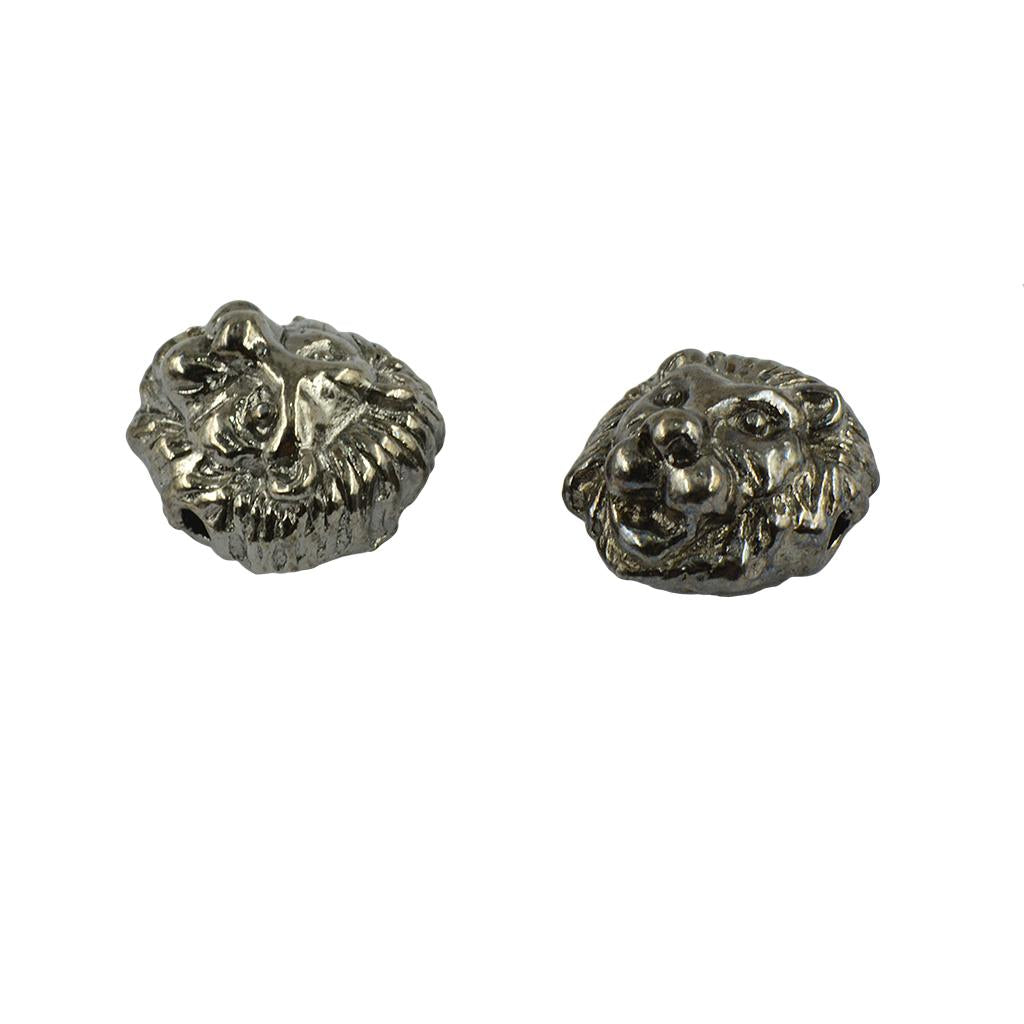 2x10 Pieces Lion Head Loose Beads Bracelet Necklace Beads Hematite Jet Black