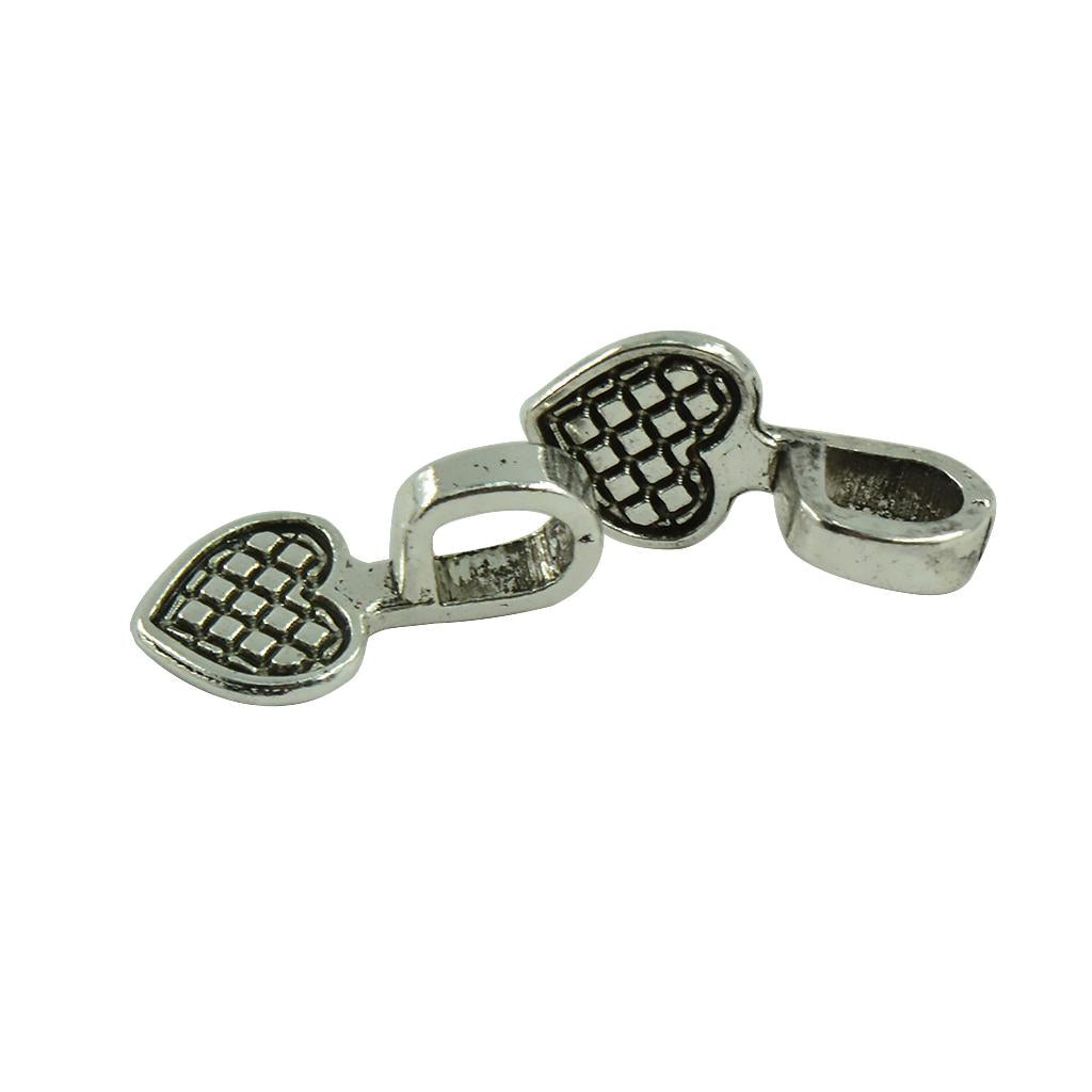 200pcs Tibetan Silver Heart Glue on Bails Setting For Necklaces Pendant Loop