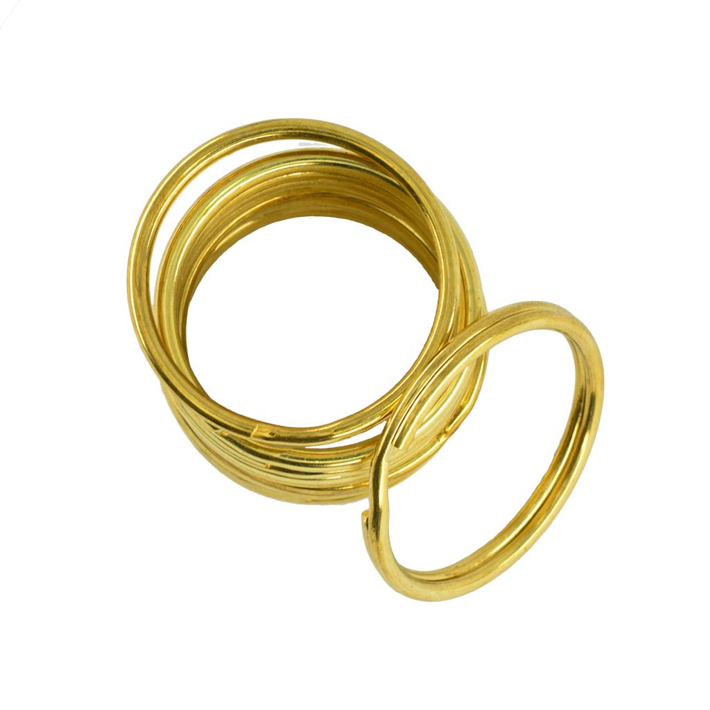 2x10 Pieces Gold Brass Metal Key Rings Chains Split Ring Hoop Accessories 32mm