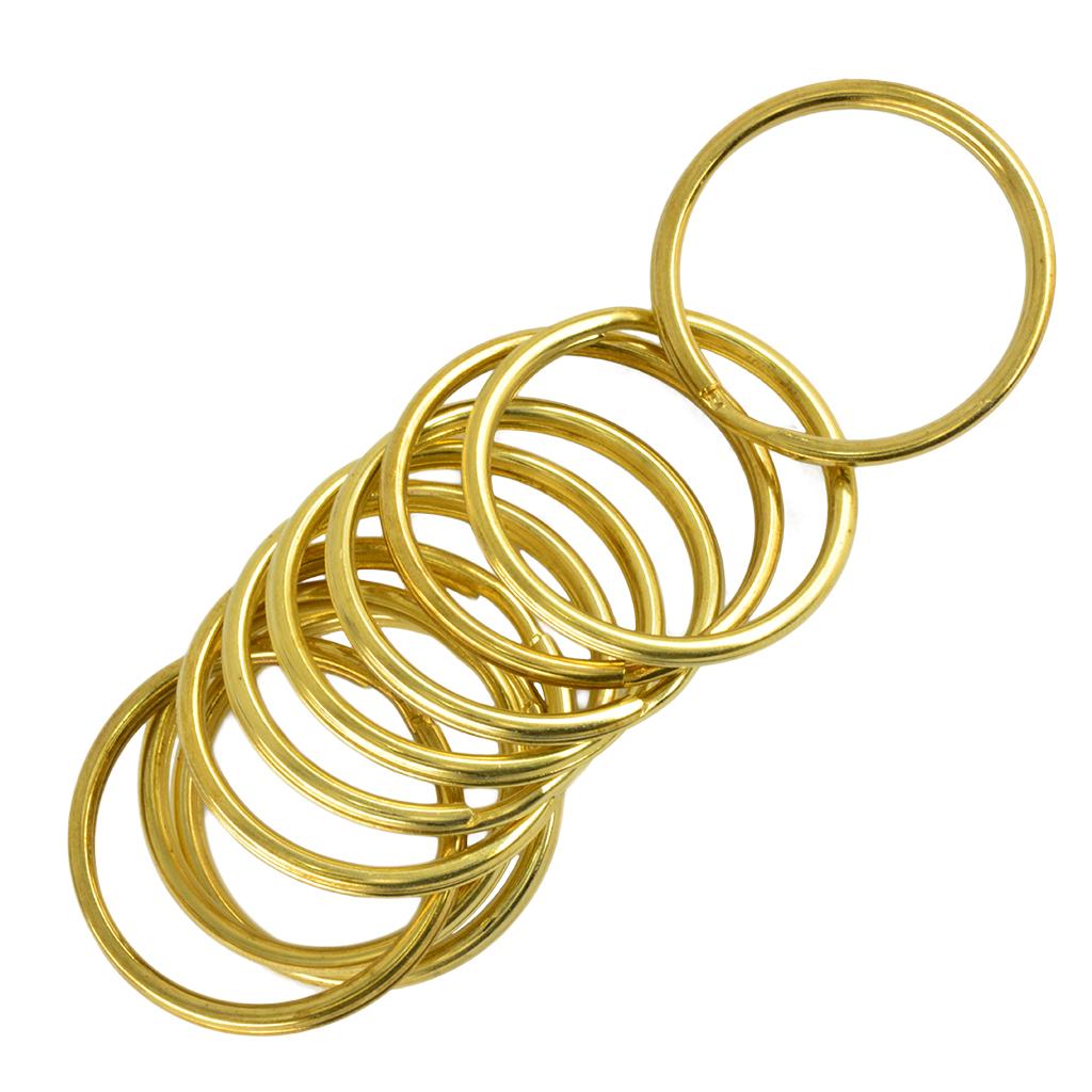 2x10 Pieces Gold Brass Metal Key Rings Chains Split Ring Hoop Accessories 32mm