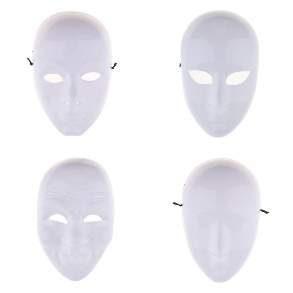 2 Piece DIY Unpainted Mask White Blank Face Mask Masquerade Costume Mask Set