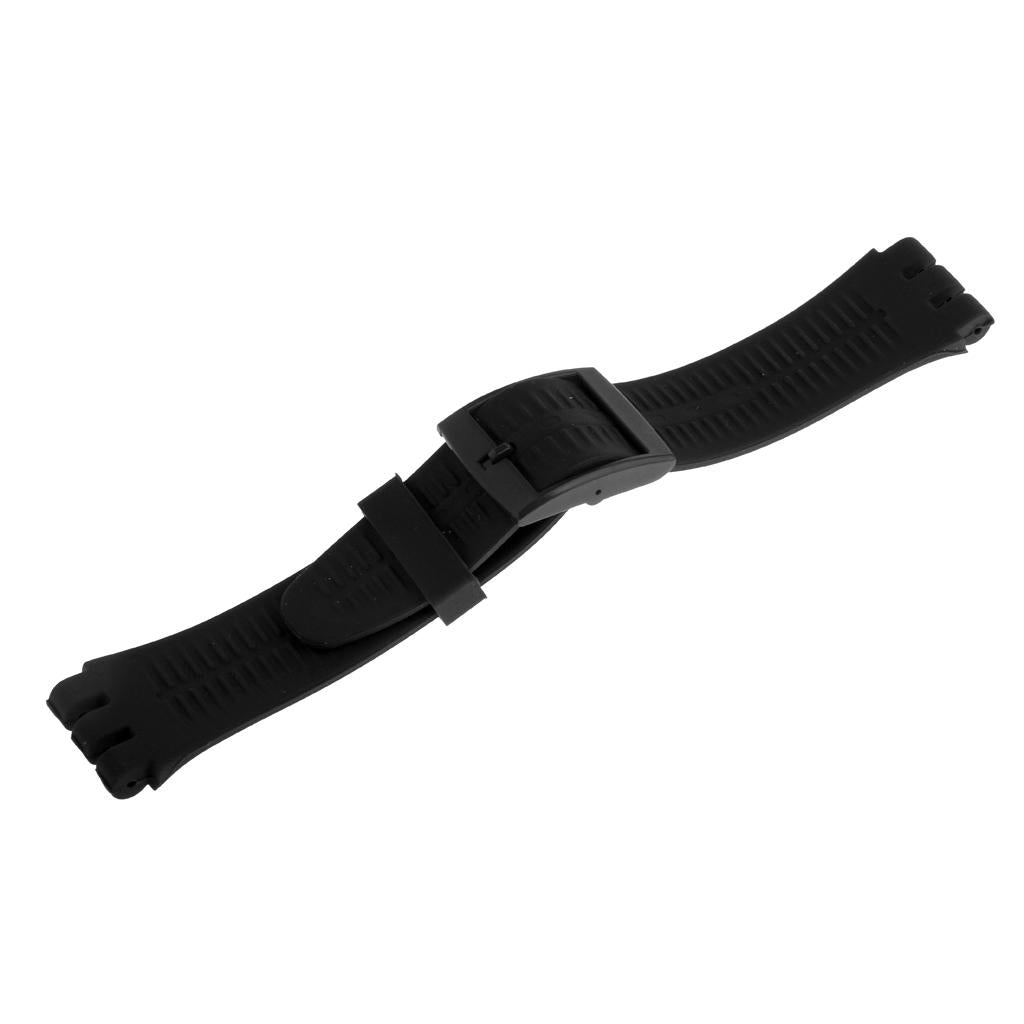 19mm Silicone Rubber Replacement Watch Bands Waterproof Black