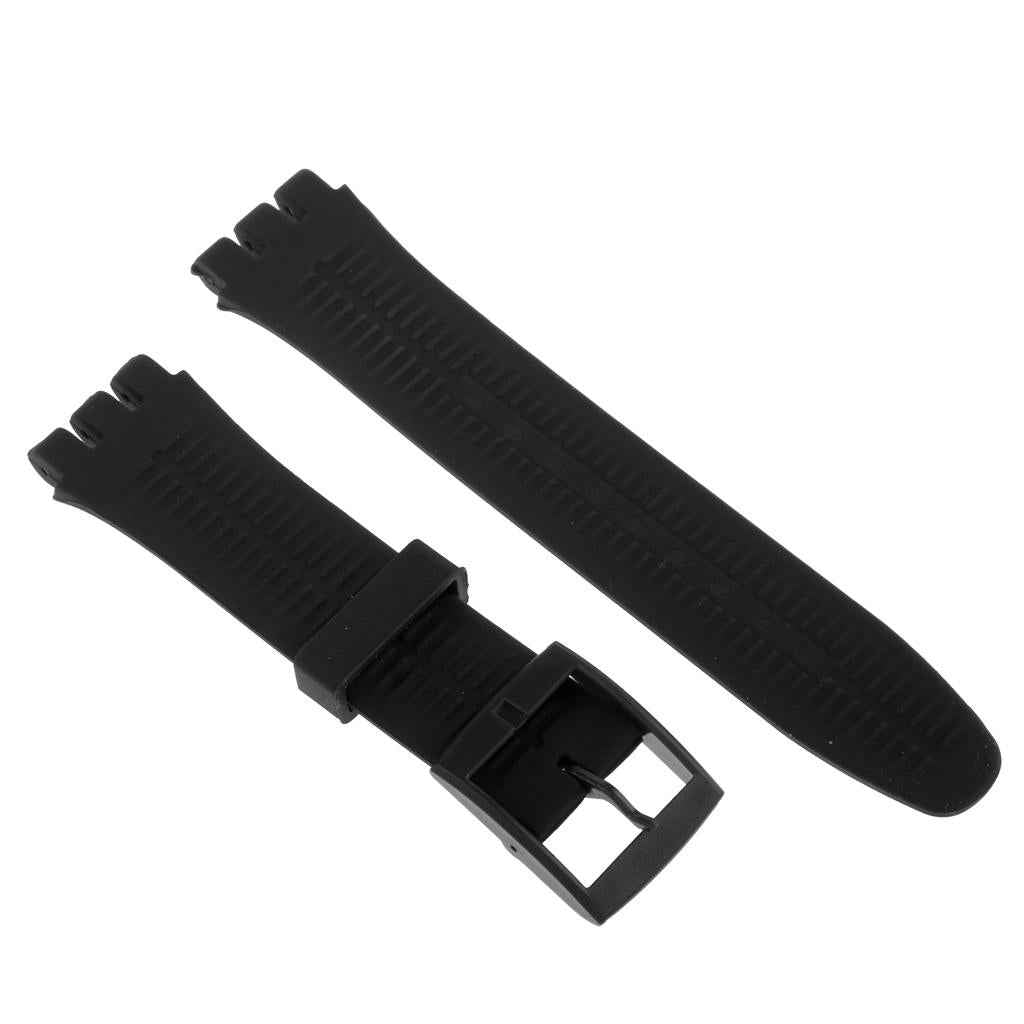 19mm Silicone Rubber Replacement Watch Bands Waterproof Black
