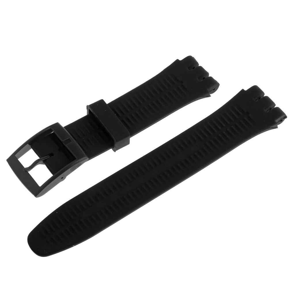19mm Silicone Rubber Replacement Watch Bands Waterproof Black