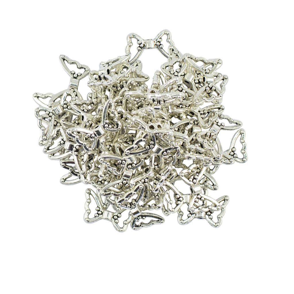 2x50 Pieces Butterfly Shape Loose Spacer Beads for DIY Jewelry Making Findings