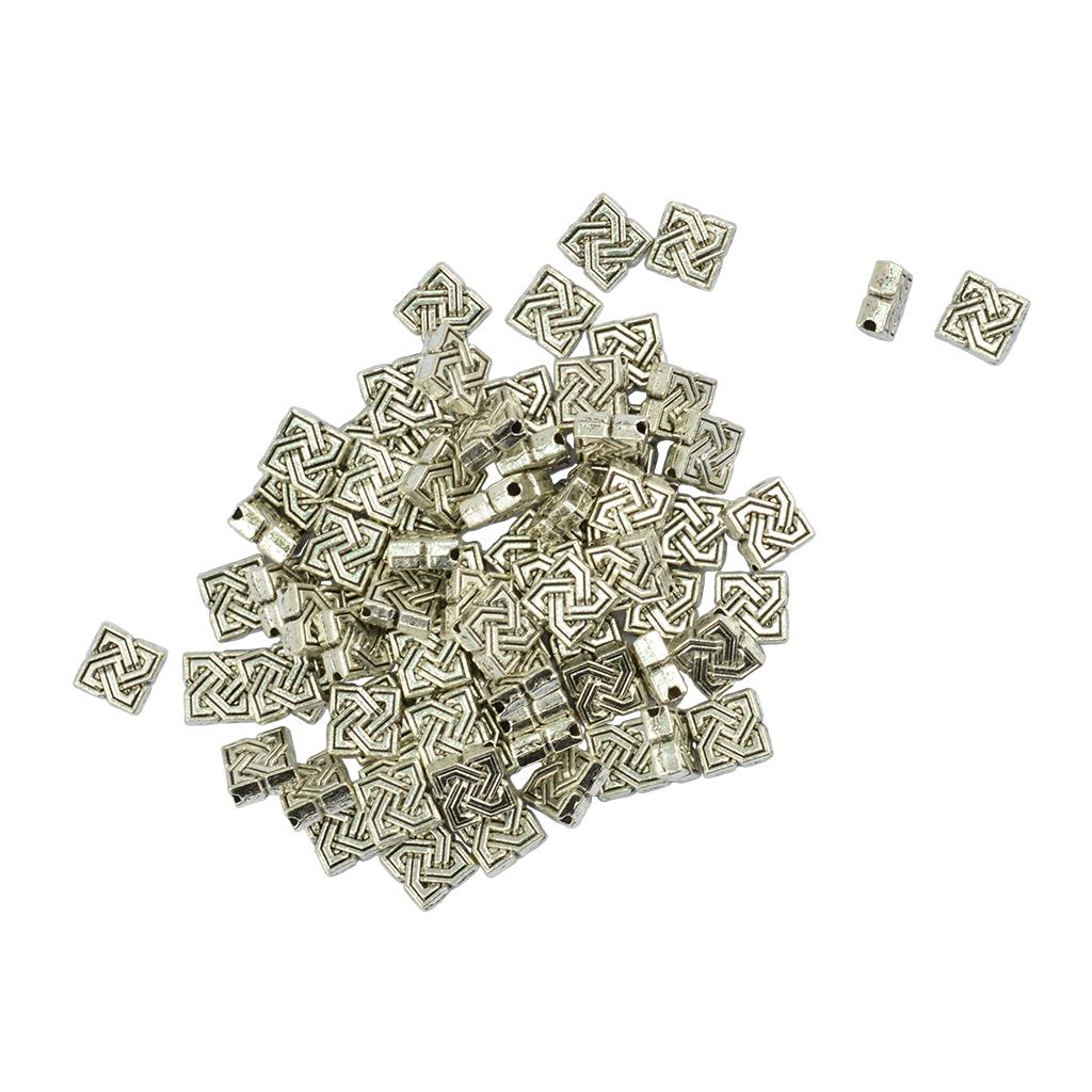 3x100 Pieces Tibetan Silver 7mm Celtic Symbol Square Spacer Beads DIY Making