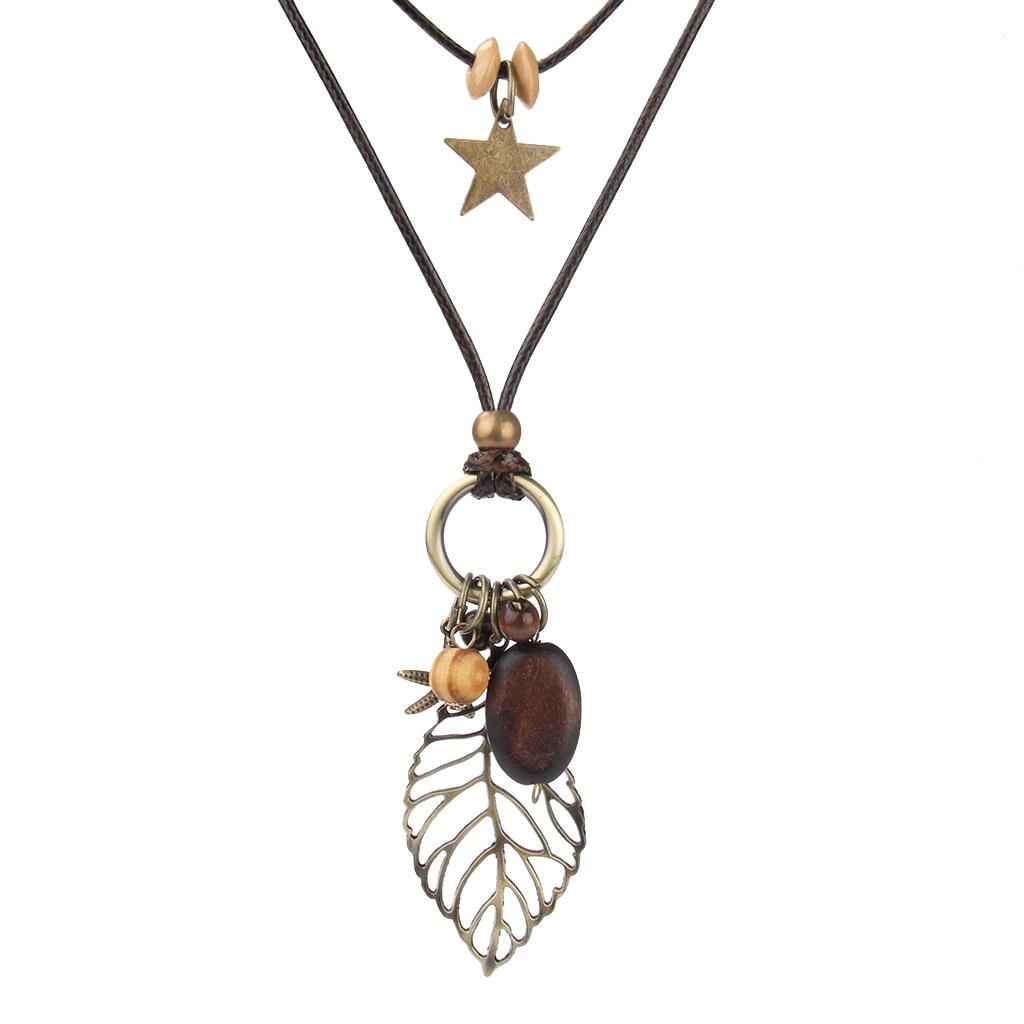 Long Necklace Boho Filigree Leaf 30'' Cord Lady Girls Valentine's Day Gifts