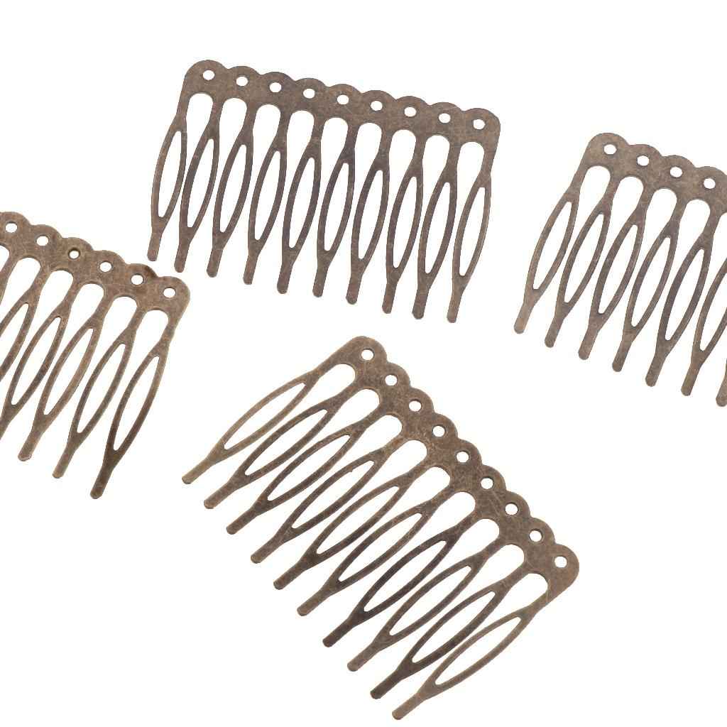Vintage Blank Metal Hair Comb for Bridal Hair Accessories DIY 5.6cm Bronze