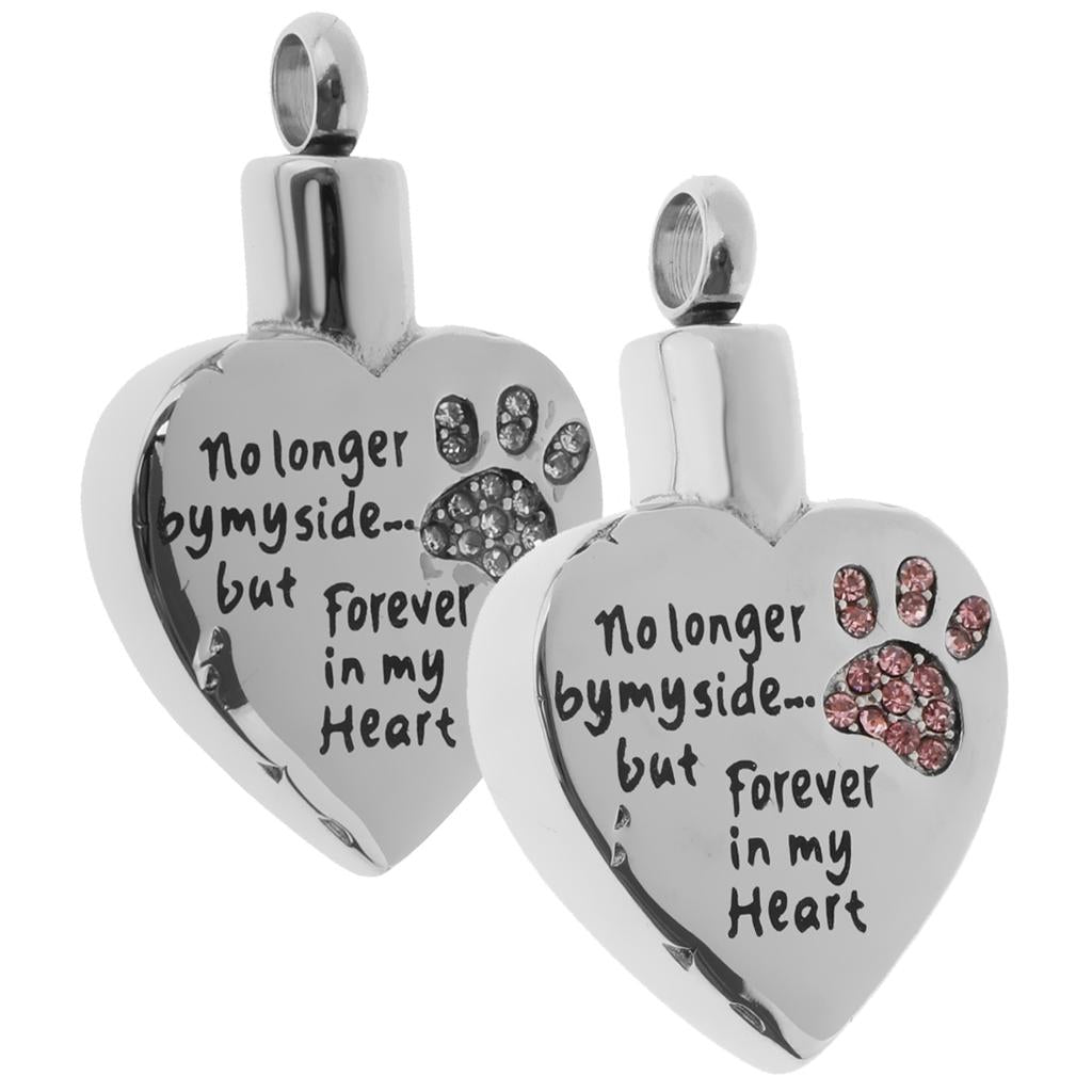2 Pcs Stainless Steel Heart Shape Pet Urn Ashes Pendant Memorial Cremation