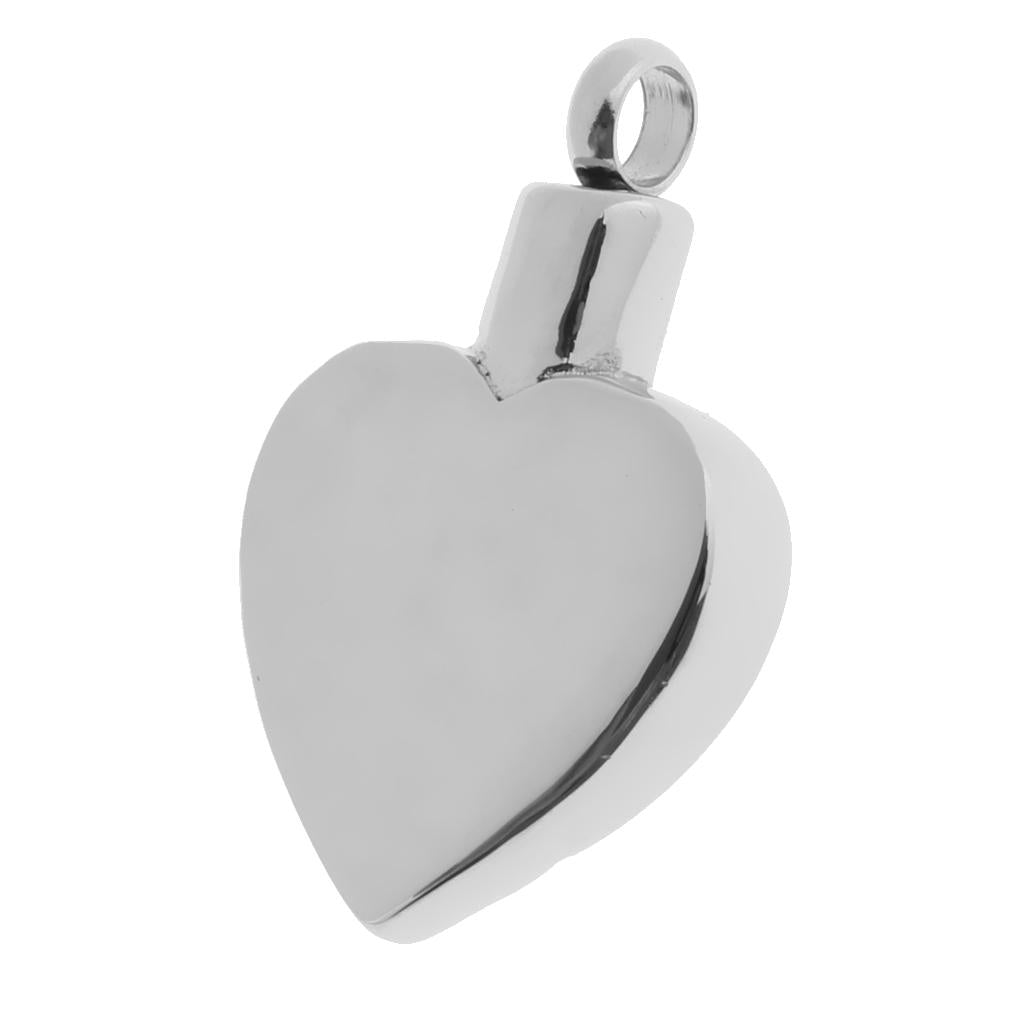2 Pcs Stainless Steel Heart Shape Pet Urn Ashes Pendant Memorial Cremation