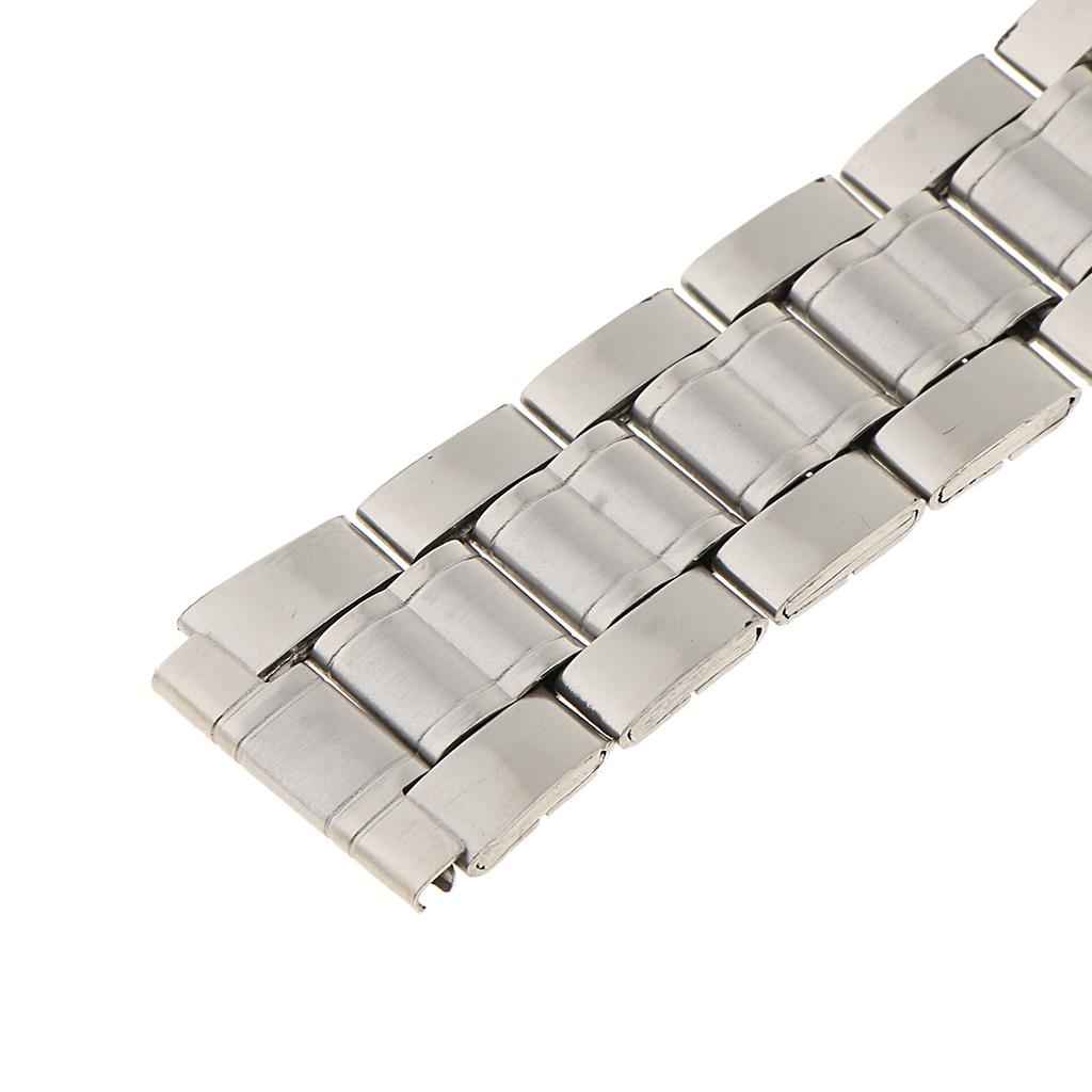 Men Watch Band Solid Stainless Steel Strap Silver Folded Clasp 18mm